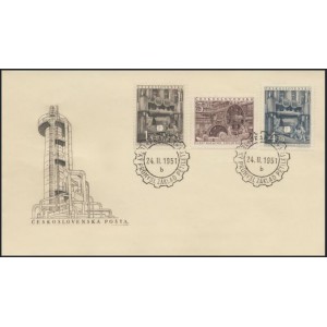 0575-577 FDC (s&eacute;rie) - Prvn&iacute; pětilet&yacute; pl&aacute;n
