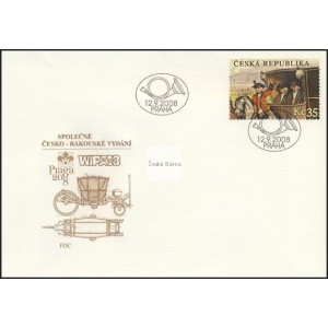 0574 FDC - PRAGA 2008 - Spě&scaron;n&aacute; po&scaron;ta 1750