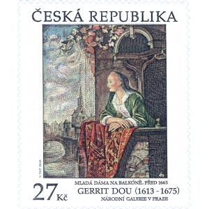 0899 - Gerrit Dou - Mlad&aacute; d&aacute;ma na balk&oacute;ně