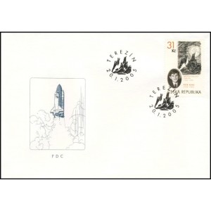 0422 FDC - Osud kresby Petra Ginze Měs&iacute;čn&iacute; krajina