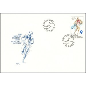 0332 FDC - Emil Z&aacute;topek - nejlep&scaron;&iacute; česk&yacute; sportovec 20. stolet&iacute;