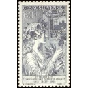 1032 - Žena hled&iacute;c&iacute; na reprodukci po&scaron;tovn&iacute; zn&aacute;mky z emise "Hradčany"