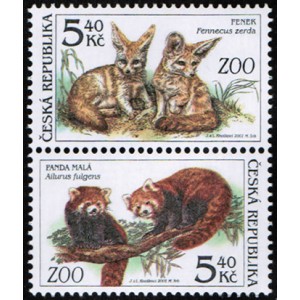 0300-0301 (2blok svisle) - Zv&iacute;řata v ZOO: Fenek + Panda