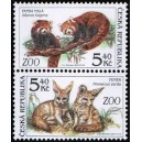 0300-0301 (2blok svisle) - Zv&iacute;řata v ZOO: Panda + Fenek