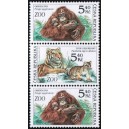 0302-0303 (3blok svisle) - Zv&iacute;řata v ZOO: Orangutan + Tygr + Orangutan