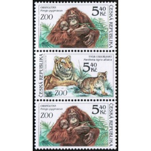0302-0303 (3blok svisle) - Zv&iacute;řata v ZOO: Orangutan + Tygr + Orangutan