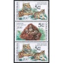 0302-0303 (3blok svisle) - Zv&iacute;řata v ZOO: Tygr + Orangutan + Tygr