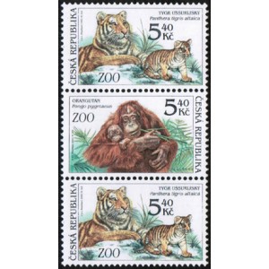 0302-0303 (3blok svisle) - Zv&iacute;řata v ZOO: Tygr + Orangutan + Tygr