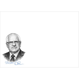 Prezident Česk&eacute; republiky V&aacute;clav Klaus s podpisem