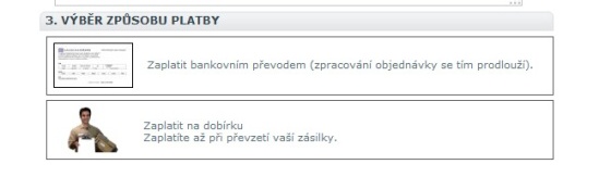 Výběr platby za zboží