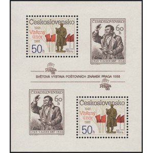 2864/2865A (aršík) - 40. výročí Února 1948 (zoubkovaný)