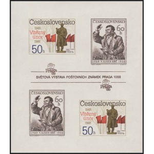 2864/2865A (aršík) - 40. výročí Února 1948 (nezoubkovaný)