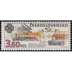 2584 - 60 let letecké a 75 let automobilové poštovní přepravy v ČSSR