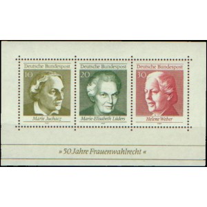 Mi DE 0596-598A (aršík) - 50 let volebního práva žen v Německu