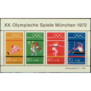 Mi DE 0734-737A (aršík) - Letní olympijské hry Mnichov 1972