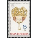 Brož zdobená českými granáty a perlou