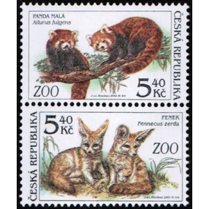 0300-0301 (2blok svisle) - Zvířata v ZOO: Panda + Fenek