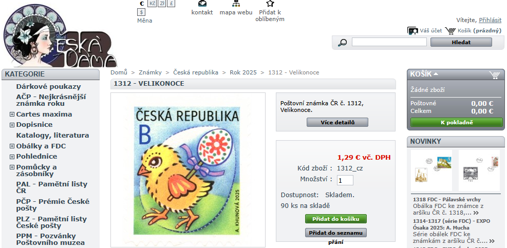 Náhled zboží v obchodě filatelie Česká Dáma