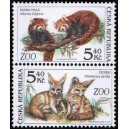 0300-0301 (2blok svisle) - Zvířata v ZOO: Panda + Fenek