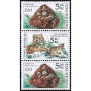 0302-0303 (3blok svisle) - Zvířata v ZOO: Orangutan + Tygr + Orangutan