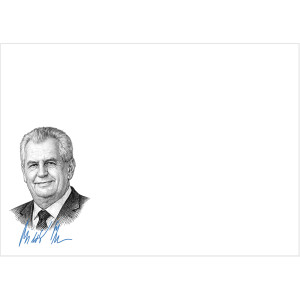 Prezident Česk&eacute; republiky Milo&scaron; Zeman s podpisem
